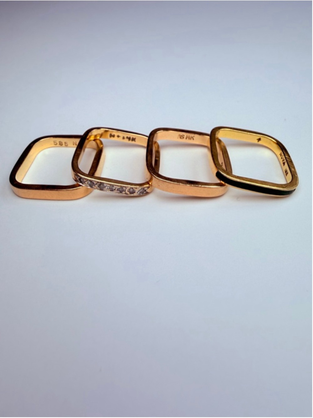 14K Solid Gold Designer NOVA Modern Minimalist Square Band Stacking Ring N2 - Picture 9 of 11